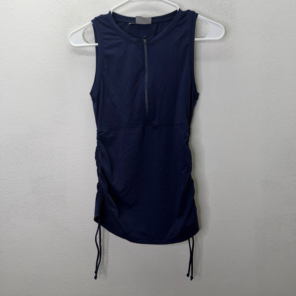Athleta Tankini Top Women XXS Navy Sleeveless Swim Rash Guard Active UPF Modest
